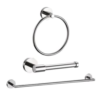 Seasons Westwind Chrome 3 Piece Kit 24" Towel Bar, Toilet Paper Holder, Towel Ring