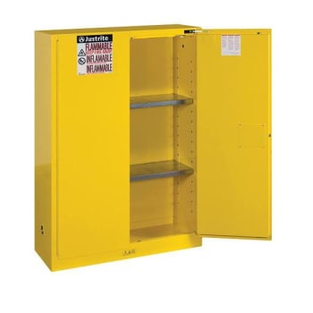 Justrite 45 Gallon Self-Close Flammable Safety Cabinet Yellow