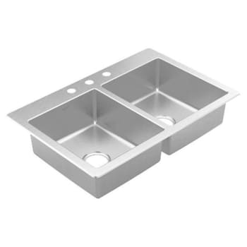 Moen 33" Stainless Steel Di Double Bowl Sink