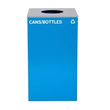 Alpine Industries 29g Bottle Recycling Trash Can Blue Bin Metal Receptacle