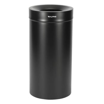 Image for Alpine Industries 27g Stainless Steel Round Trash Can Receptacle Black Waste Bin from HD Supply