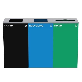 Image for Alpine Industries 87g Steel Blue Recycling Bin Green Mixed Bin Black from HD Supply