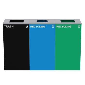 Image for Alpine Industries 87g Steel Blue Green Mixed Recycling Bin Black from HD Supply