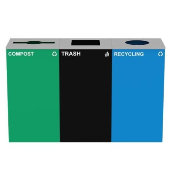 Image for Alpine Industries 87g Can Receptacle Blue Green Recycle Bin Combo Station from HD Supply