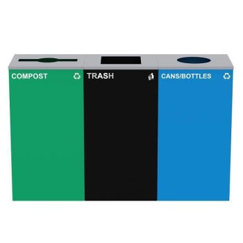 Alpine Industries 87g Open Top Can Receptacle Blue Recycle Bin Combo Station
