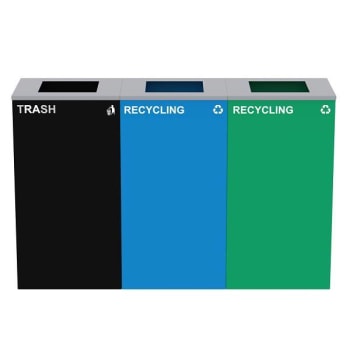Image for Alpine Industries 87g Steel Blue/Green Recycling Bin Black Package Of 3 from HD Supply