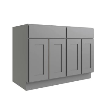 Image for CNC Cabinetry Luxor 4-Door Base Cabinet, 2 Pull Out, 48"W, Shaker Misty Grey from HD Supply
