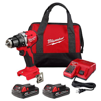 Milwaukee M18 18v Brushless 1/2 In. COMPACT Drill Driver Kit With 2.0ah Batteries And Charger