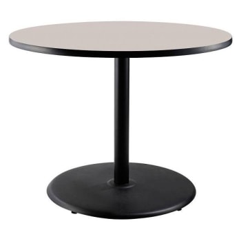 National Public Seating 36"R Café Table 30"H Round Base Grey Top Black Frame