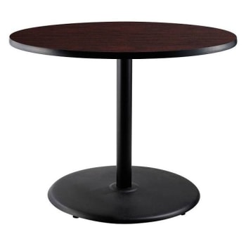 Image for National Public Seating 36"R Café Table 30"H Round Base Mahogany Top Black Frame from HD Supply