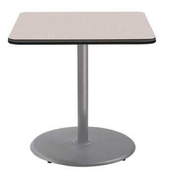 National Public Seating 36"Sq Café Table 36"H Round Base Grey Top Grey Frame