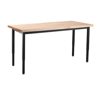 Image for National Public Seating Adjust Steel Table 30 X 60 Butcherblock Top Black Frame from HD Supply