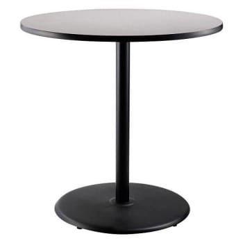 National Public Seating 36"R Café Table 42"H Round Base Grey Top Black Frame