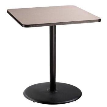 National Public Seating 36"Sq Café Table 42"H Round Base Grey Top Black Frame