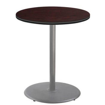 National Public Seating 36"R Café Table 42"H Round Base Mahogany Top Grey Frame
