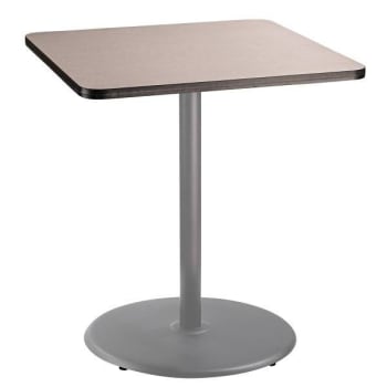 National Public Seating 36"Sq Café Table 42"H Round Base Grey Top Grey Frame