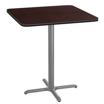 National Public Seating Café Table 36" Sq X 42"H  Core/T-Mold Mahogany Grey