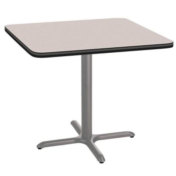 National Public Seating 36"sq Café Table 30"h, X Base Grey Top, Grey Frame