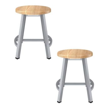 Image for National Public Seating 18" Titan Stool Solid Wood Seat Grey Package Of 2 from HD Supply