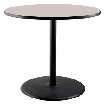 National Public Seating 36"R Café Table 36"H Round Base Grey Top Black Frame