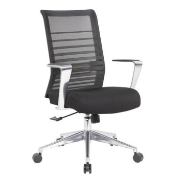 Boss Contemporary Mesh Back Executive Style Chair Fixed Aluminum Arms