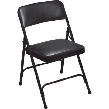 National Public Seating® 1200 Series Folding Chair, Vinyl, Black, Package Of 4