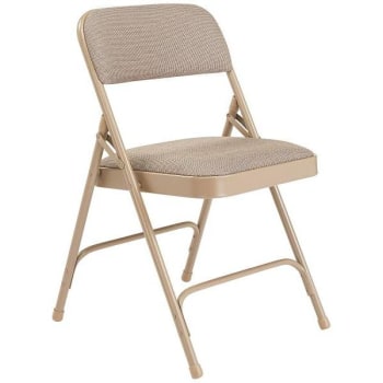 National Public Seating® 2200 Series Folding Chair, Fabric, Beige, Package Of 4