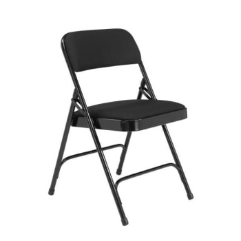 National Public Seating® 2200 Series Folding Chair, Fabric, Black, Package Of 4