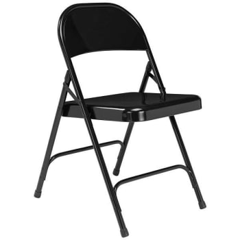 National Public Seating® 50 Series Folding Chair, All-Steel, Black, Package Of 4
