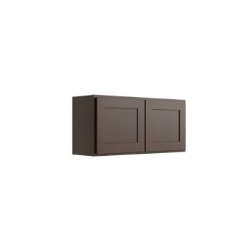 Cnc Cabinetry Luxor 2-Door Wall Cabinet, 27"w X 18"h X 12"d, Shaker Espresso