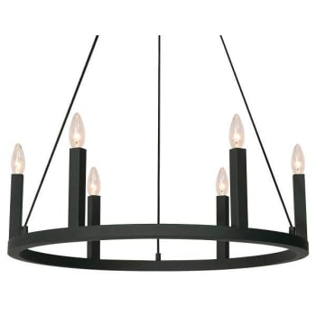 AFX® Grace 26 In. 6-Light Candelabra Base Pendant Fixture Black 120v