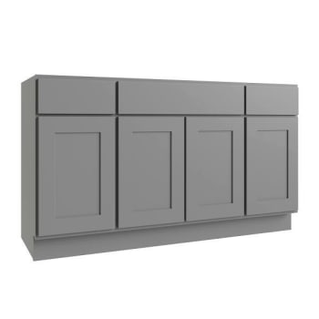 Image for Cnc Cabinetry Luxor 4-Door Vanity Base Cabinet, 60"w X 34.5"h, Shaker Misty Grey from HD Supply
