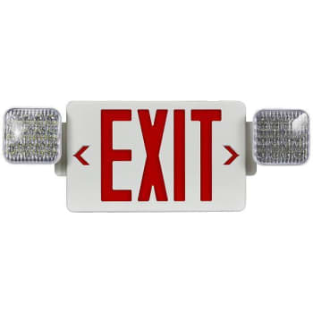 Ledone 14w Equiv 120v Integrated Led White And Red Exit Sign With Headlights