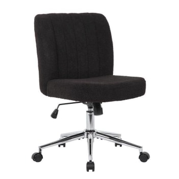 Image for Boss Mid Back Desk Chair Armless Black Boucle Fabric Pneumatic Lift from HD Supply