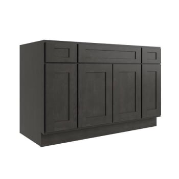 Cnc Cabinetry Luxor 60" 4-Door Sink Base Cabinet, Shaker Smoky Grey