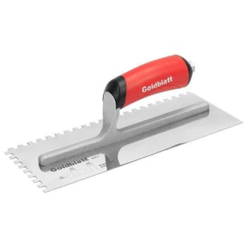Image for Goldblatt Pro Stainless Steel Square-Notch Trowel, Red Soft Grip, 1/4"x1/4"x1/4" from HD Supply