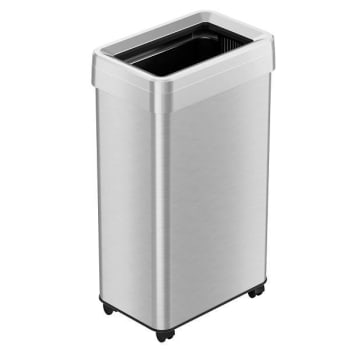 Hls Commercial 18g Rectangular Stainless Steel Open Top Trash Can With Wheels