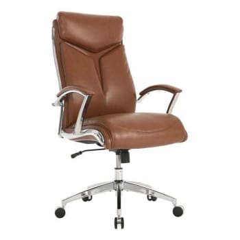 Image for Realspace Modern Leather High-Back Executive Chair Brown/Chrome Bifma Compliant from HD Supply