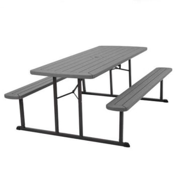 Cosco Bridgeport Outdoor Living Folding Picnic Table 29inhx72inwx57ind Dark Gray