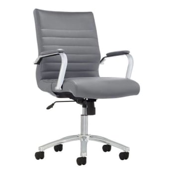 Realspace Modern Winsley Leather Mid-Back Chair Gray/chrome Bifma Compliant