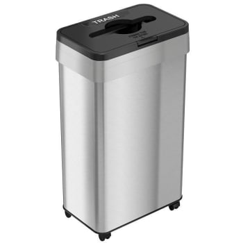 Image for HLS Commercial 21 Gallon Stainless Steel Rectangular Open Top Trash Can With Wheels And Odor Filters from HD Supply
