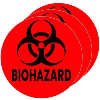 Hls Commercial 4" Round Biohazard Waste Can Vinyl Sticker 3-Pack