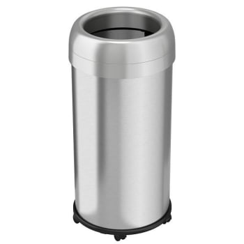 Hls Commercial 16g Round Stainless Steel Open Top Trash Can With Wheels