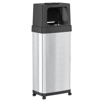 Image for HLS Commercial 24 Gallon Dual Push Door Stainless Steel Trash Can With Wheels And Odor Filter from HD Supply