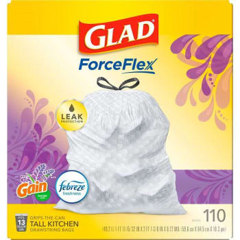 Image for Glad Forceflex Tall Kitchen Bags 1 Gal. Gain Lavender With Febreze (110-Pack) from HD Supply