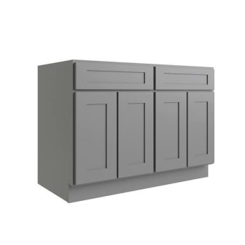 Image for Cnc Cabinetry Luxor 4-Door Base Cabinet, 2 Pullout, 5-Pc, 48", Shaker Misty Grey from HD Supply