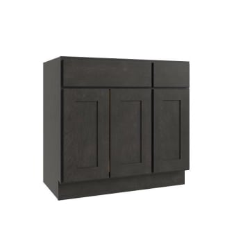 Image for CNC Cabinetry Luxor 3-Door Vanity Base Cabinet, 36"W X 34.5"H, Shaker Smoky Grey from HD Supply