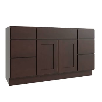 Image for CNC Cabinetry Luxor Vanity Base Cabinet, 60"W X 34.5"H X 21"D, Shaker Espresso from HD Supply