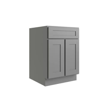 Image for Cnc Cabinetry Luxor 2-Door Base Cabinet, 2 Pullout, 5-Pc, 24", Shaker Misty Grey from HD Supply