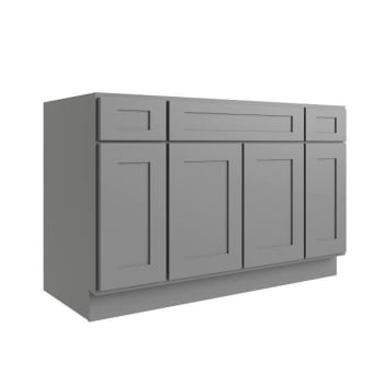 Cnc Cabinetry Luxor 60" 4-Door Sink Base Cabinet, 5-Pc Drawer, Shaker Misty Grey